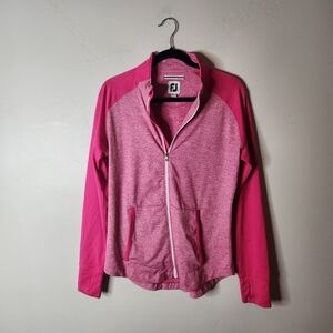 Footjoy Women Golf Berry Pink Full-Zip Brushed Space Dye Mid Layer Jacket Size M